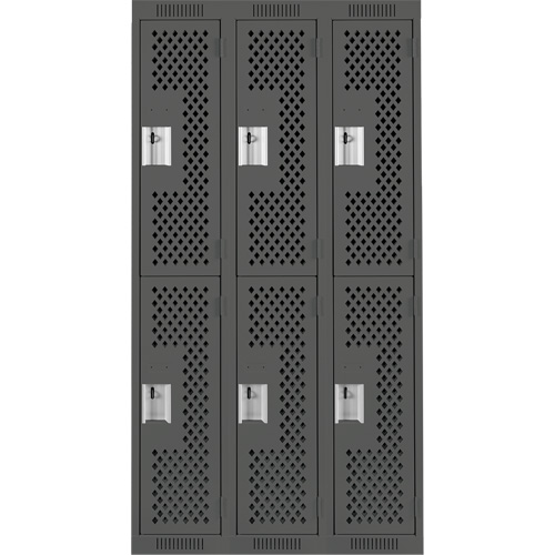 Casiers Clean Line, 2 niveaux, Bloc de 3, 36" x 15" x 72", Acier, Charbon, Rivet (assembl&eacute;), Perfor&eacute; Les Fournitures Industrielles Méga