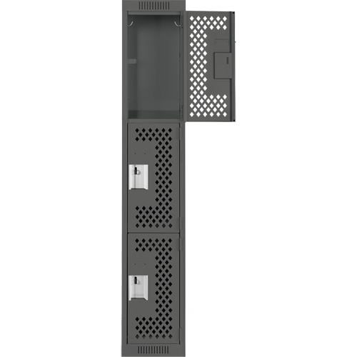 Clean Line Lockers, 3 -tier, 12" x 12" x 72", Steel, Charcoal, Rivet (Assembled), Perforated Les Fournitures Industrielles Méga
