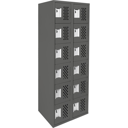 Assembled Lockerettes Clean Line Perforated Economy Lockers, 6 -tier, Bank of 2, 18" x 72" x 12", Steel Les Fournitures Industrielles Méga