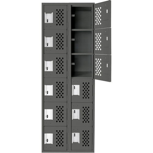 Assembled Lockerettes Clean Line Perforated Economy Lockers, 6 -tier, Bank of 2, 18" x 72" x 12", Steel Les Fournitures Industrielles Méga