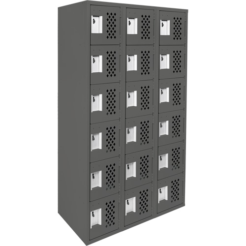 Assembled Lockerettes Clean Line Perforated Economy Lockers, 6 -tier, Bank of 3, 18" x 72" x 12", Steel Les Fournitures Industrielles Méga