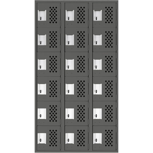 Assembled Lockerettes Clean Line Perforated Economy Lockers, 6 -tier, Bank of 3, 18" x 72" x 12", Steel Les Fournitures Industrielles Méga