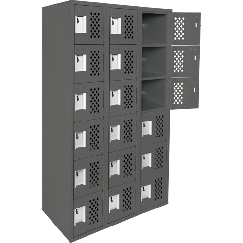 Assembled Lockerettes Clean Line Perforated Economy Lockers, 6 -tier, Bank of 3, 18" x 72" x 12", Steel Les Fournitures Industrielles Méga
