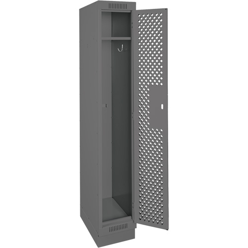 Clean Line Lockers, 12" x 18" x 76", Steel, Charcoal, Rivet (Assembled), Perforated Les Fournitures Industrielles Méga