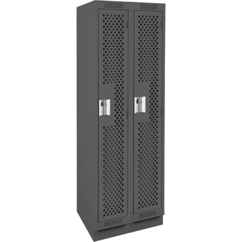 Clean Line Lockers, Bank of 2, 24" x 18" x 76", Steel, Charcoal, Rivet (Assembled), Perforated Les Fournitures Industrielles Méga