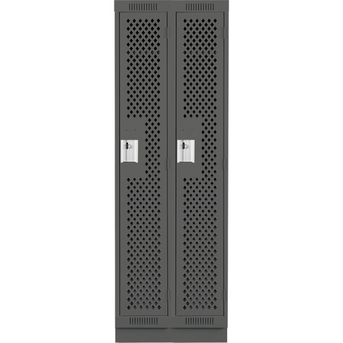 Clean Line Lockers, Bank of 2, 24" x 18" x 76", Steel, Charcoal, Rivet (Assembled), Perforated Les Fournitures Industrielles Méga