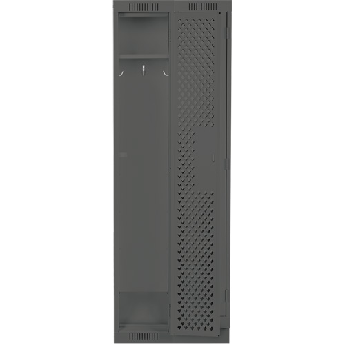 Clean Line Lockers, Bank of 2, 24" x 18" x 76", Steel, Charcoal, Rivet (Assembled), Perforated Les Fournitures Industrielles Méga