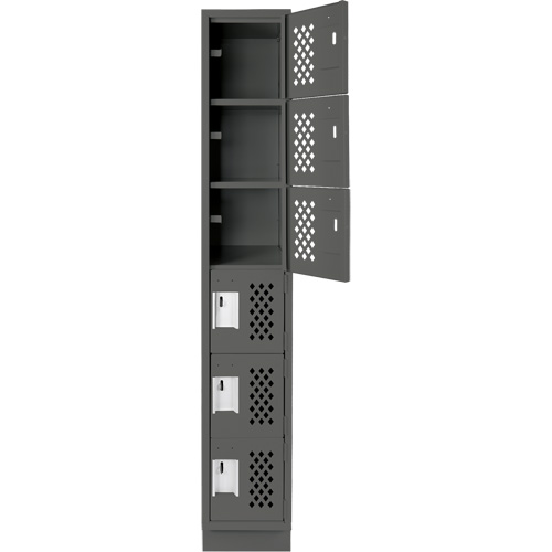 Assembled Lockerettes Clean Line Perforated Economy Lockers, 6 -tier, 18" x 72" x 12", Steel Les Fournitures Industrielles Méga