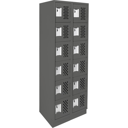 Assembled Lockerettes Clean Line Perforated Economy Lockers, 6 -tier, Bank of 2, 18" x 72" x 12", Steel Les Fournitures Industrielles Méga
