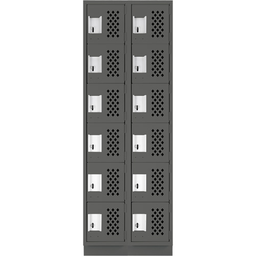 Assembled Lockerettes Clean Line Perforated Economy Lockers, 6 -tier, Bank of 2, 18" x 72" x 12", Steel Les Fournitures Industrielles Méga