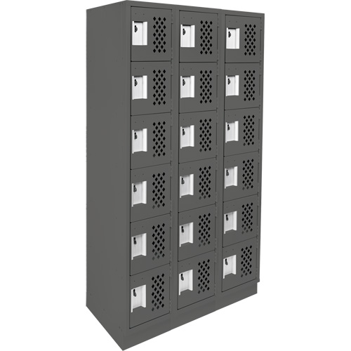 Clean-Line Perforated Lockerette, 6 -tier, Bank of 3, 12" x 72" x 12", Steel Les Fournitures Industrielles Méga
