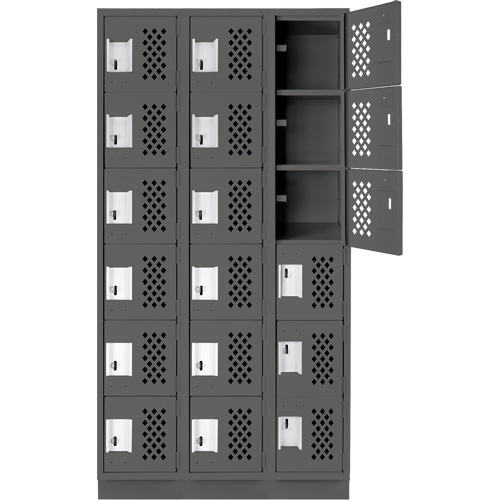 Clean-Line Perforated Lockerette, 6 -tier, Bank of 3, 12" x 72" x 12", Steel Les Fournitures Industrielles Méga