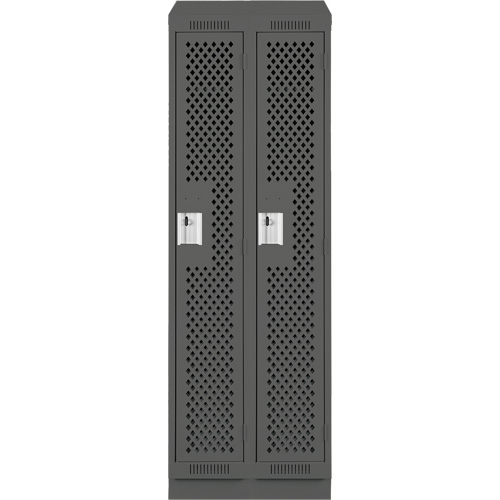 Clean Line Lockers, Bank of 2, 24" x 18" x 82", Steel, Charcoal, Rivet (Assembled), Perforated Les Fournitures Industrielles Méga