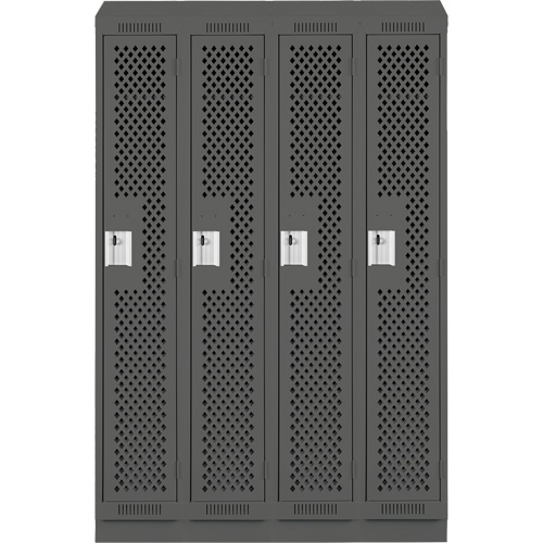 Clean Line Lockers, Bank of 4, 48" x 18" x 82", Steel, Charcoal, Rivet (Assembled), Perforated Les Fournitures Industrielles Méga
