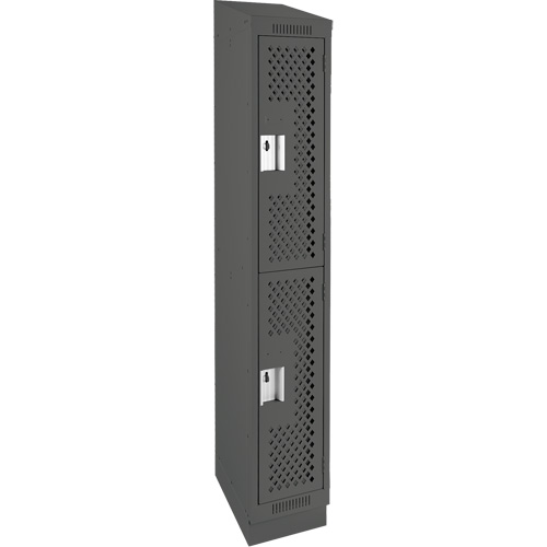Clean Line Lockers, 2 -tier, 12" x 12" x 82", Steel, Charcoal, Rivet (Assembled), Perforated Les Fournitures Industrielles Méga