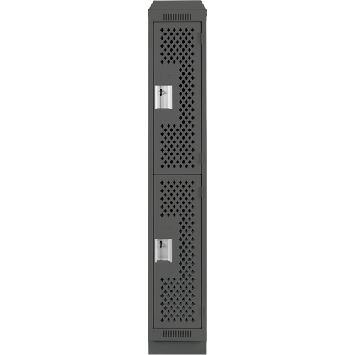 Clean Line Lockers, 2 -tier, 12" x 12" x 82", Steel, Charcoal, Rivet (Assembled), Perforated Les Fournitures Industrielles Méga