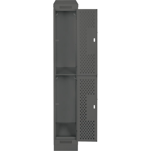 Clean Line Lockers, 2 -tier, 12" x 12" x 82", Steel, Charcoal, Rivet (Assembled), Perforated Les Fournitures Industrielles Méga