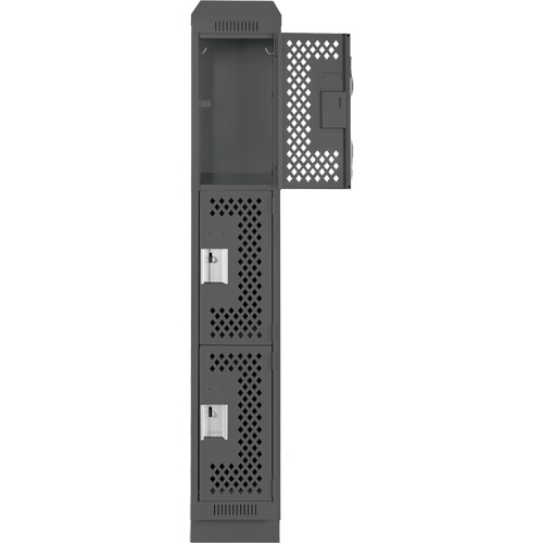 Clean Line Lockers, 3 -tier, 12" x 15" x 82", Steel, Charcoal, Rivet (Assembled), Perforated Les Fournitures Industrielles Méga