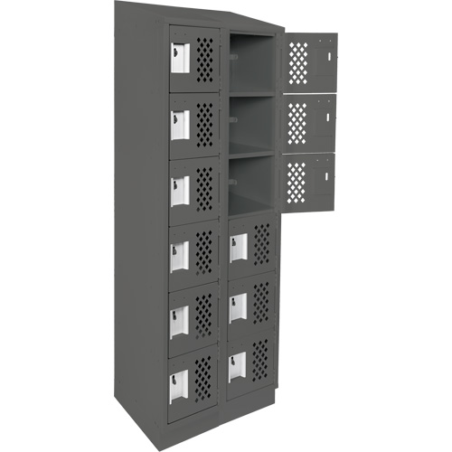 Assembled Lockerettes Clean Line Perforated Economy Lockers, 6 -tier, Bank of 2, 18" x 72" x 12", Steel Les Fournitures Industrielles Méga