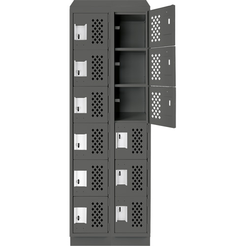 Assembled Lockerettes Clean Line Perforated Economy Lockers, 6 -tier, Bank of 2, 18" x 72" x 12", Steel Les Fournitures Industrielles Méga