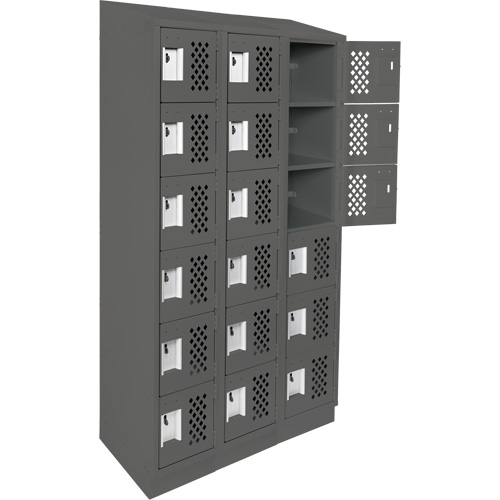 Assembled Lockerettes Clean Line Perforated Economy Lockers, 6 -tier, Bank of 3, 18" x 72" x 12", Steel Les Fournitures Industrielles Méga