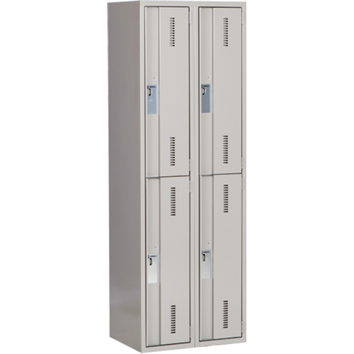 Concorde Heavy-Duty Lockers, 2 -tier, Bank of 2, 24" x 18" x 72", Steel, Grey, Welded (Assembled) Les Fournitures Industrielles Méga