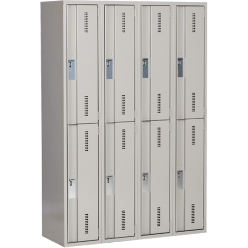Concorde Heavy-Duty Lockers, 2 -tier, Bank of 4, 48" x 18" x 72", Steel, Grey, Welded (Assembled) Les Fournitures Industrielles Méga