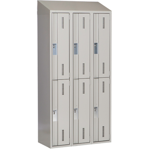 Concorde Heavy-Duty Lockers, 2 -tier, Bank of 3, 36" x 18" x 78", Steel, Grey, Welded (Assembled) Les Fournitures Industrielles Méga