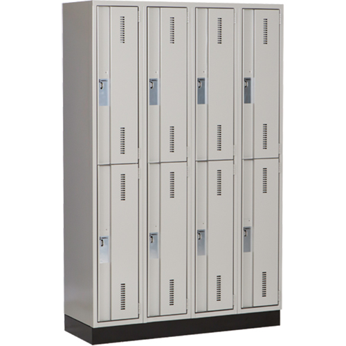 Casiers robustes Concorde, 2 niveaux, Bloc de 4, 48" x 18" x 76", Acier, Gris, Soud&eacute; (assembl&eacute;) Les Fournitures Industrielles Méga