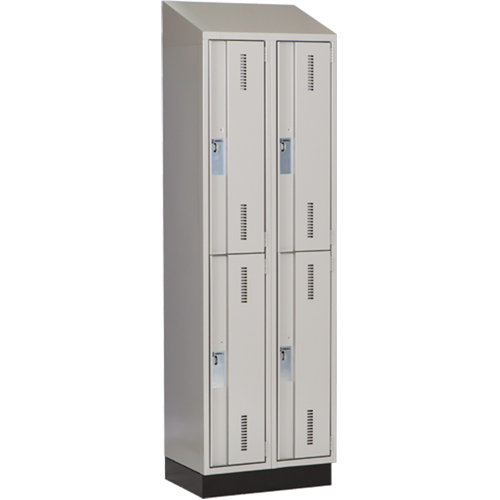 Concorde Heavy-Duty Lockers, 2 -tier, Bank of 2, 24" x 18" x 82", Steel, Grey, Welded (Assembled) Les Fournitures Industrielles Méga