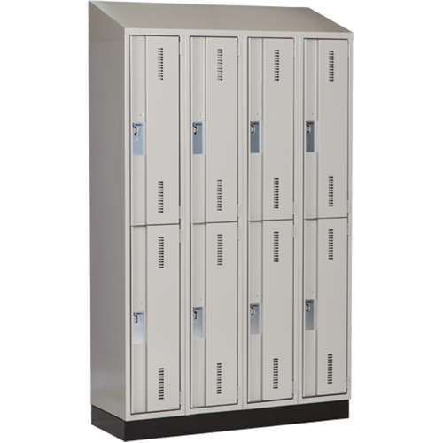 Concorde Heavy-Duty Lockers, 2 -tier, Bank of 4, 48" x 18" x 82", Steel, Grey, Welded (Assembled) Les Fournitures Industrielles Méga