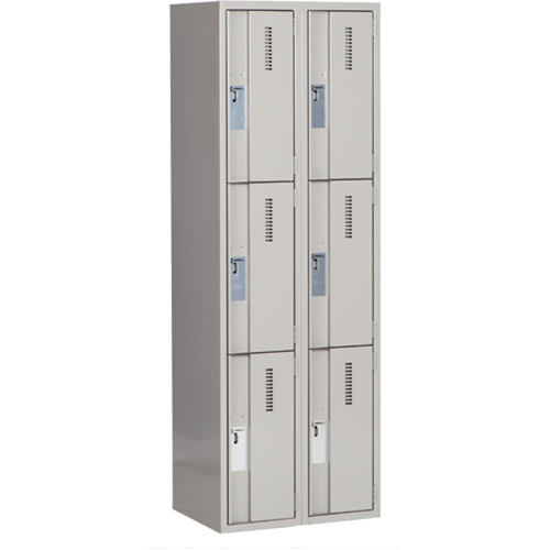 Concorde Heavy-Duty Lockers, 3 -tier, Bank of 2, 24" x 18" x 72", Steel, Grey, Welded (Assembled) Les Fournitures Industrielles Méga