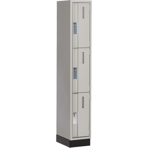 Concorde Heavy-Duty Lockers, 3 -tier, 12" x 18" x 76", Steel, Grey, Welded (Assembled) Les Fournitures Industrielles Méga