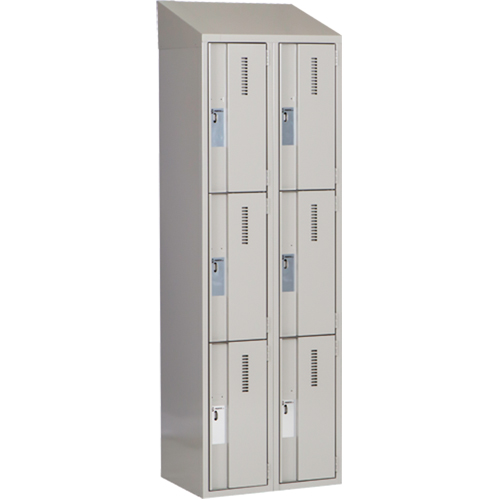 Concorde Heavy-Duty Lockers, 3 -tier, Bank of 2, 24" x 18" x 78", Steel, Grey, Welded (Assembled) Les Fournitures Industrielles Méga