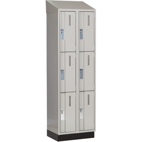 Concorde Heavy-Duty Lockers, 3 -tier, Bank of 2, 24" x 18" x 82", Steel, Grey, Welded (Assembled) Les Fournitures Industrielles Méga