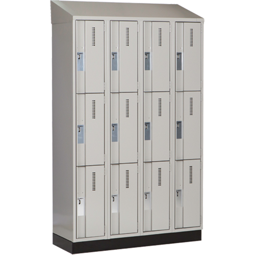 Concorde Heavy-Duty Lockers, 3 -tier, Bank of 4, 48" x 18" x 82", Steel, Grey, Welded (Assembled) Les Fournitures Industrielles Méga