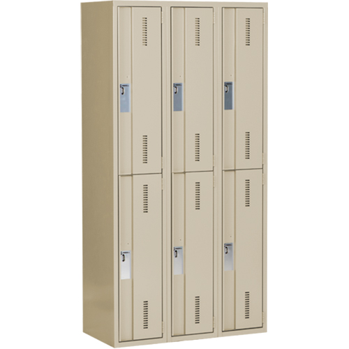 Concorde Heavy-Duty Lockers, 2 -tier, Bank of 3, 36" x 18" x 72", Steel, Beige, Welded (Assembled) Les Fournitures Industrielles Méga
