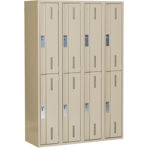 Concorde Heavy-Duty Lockers, 2 -tier, Bank of 4, 48" x 18" x 72", Steel, Beige, Welded (Assembled) Les Fournitures Industrielles Méga