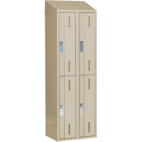 Casiers robustes Concorde, 2 niveaux, Bloc de 2, 24" x 18" x 78", Acier, Beige, Soud&eacute; (assembl&eacute;) Les Fournitures Industrielles Méga