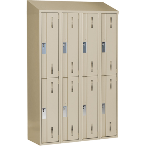 Concorde Heavy-Duty Lockers, 2 -tier, Bank of 4, 48" x 18" x 78", Steel, Beige, Welded (Assembled) Les Fournitures Industrielles Méga