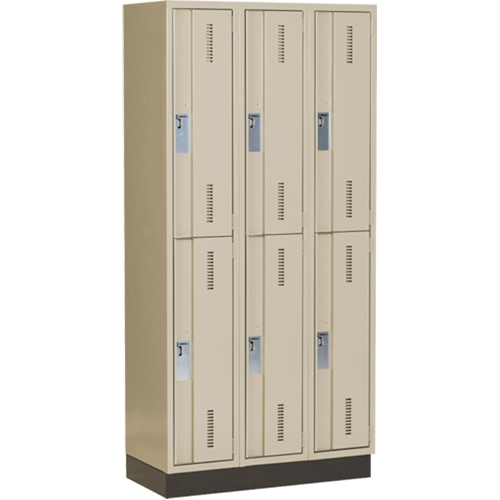 Concorde Heavy-Duty Lockers, 2 -tier, Bank of 3, 36" x 18" x 76", Steel, Beige, Welded (Assembled) Les Fournitures Industrielles Méga