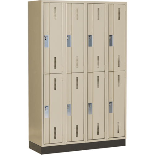 Casiers robustes Concorde, 2 niveaux, Bloc de 4, 48" x 18" x 76", Acier, Beige, Soud&eacute; (assembl&eacute;) Les Fournitures Industrielles Méga