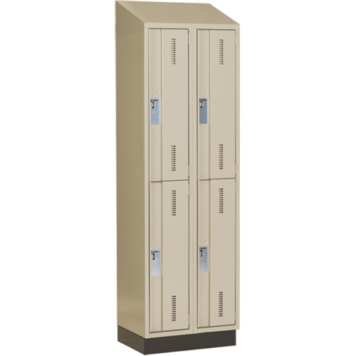 Concorde Heavy-Duty Lockers, 2 -tier, Bank of 2, 24" x 18" x 82", Steel, Beige, Welded (Assembled) Les Fournitures Industrielles Méga