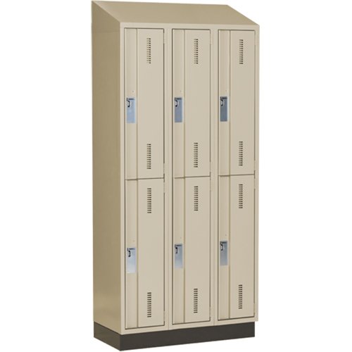 Casiers robustes Concorde, 2 niveaux, Bloc de 3, 36" x 18" x 82", Acier, Beige, Soud&eacute; (assembl&eacute;) Les Fournitures Industrielles Méga