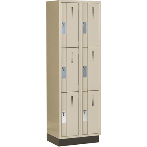 Concorde Heavy-Duty Lockers, 3 -tier, Bank of 2, 24" x 18" x 76", Steel, Beige, Welded (Assembled) Les Fournitures Industrielles Méga