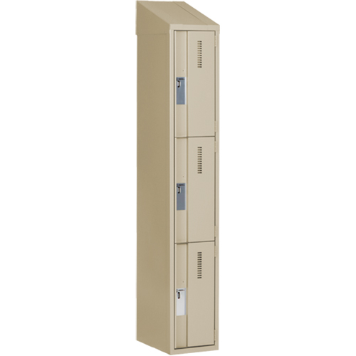 Concorde Heavy-Duty Lockers, 3 -tier, 12" x 18" x 78", Steel, Beige, Welded (Assembled) Les Fournitures Industrielles Méga