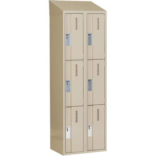 Concorde Heavy-Duty Lockers, 3 -tier, Bank of 2, 24" x 18" x 78", Steel, Beige, Welded (Assembled) Les Fournitures Industrielles Méga