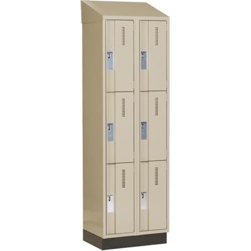 Concorde Heavy-Duty Lockers, 3 -tier, Bank of 2, 24" x 18" x 82", Steel, Beige, Welded (Assembled) Les Fournitures Industrielles Méga