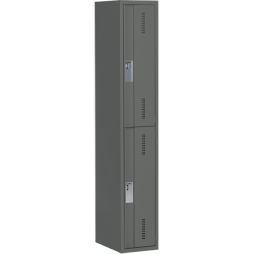 Concorde Heavy-Duty Lockers, 2 -tier, 12" x 18" x 72", Steel, Charcoal, Welded (Assembled) Les Fournitures Industrielles Méga