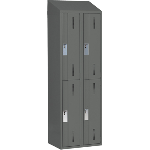 Concorde Heavy-Duty Lockers, 2 -tier, Bank of 2, 24" x 18" x 78", Steel, Charcoal, Welded (Assembled) Les Fournitures Industrielles Méga